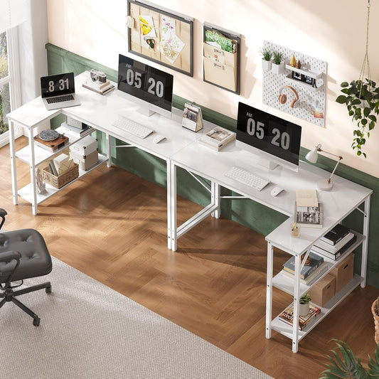 L Shaped Desk, 47 Inches Computer Desk with Reversible Storage Shelves, Gaming Desk.