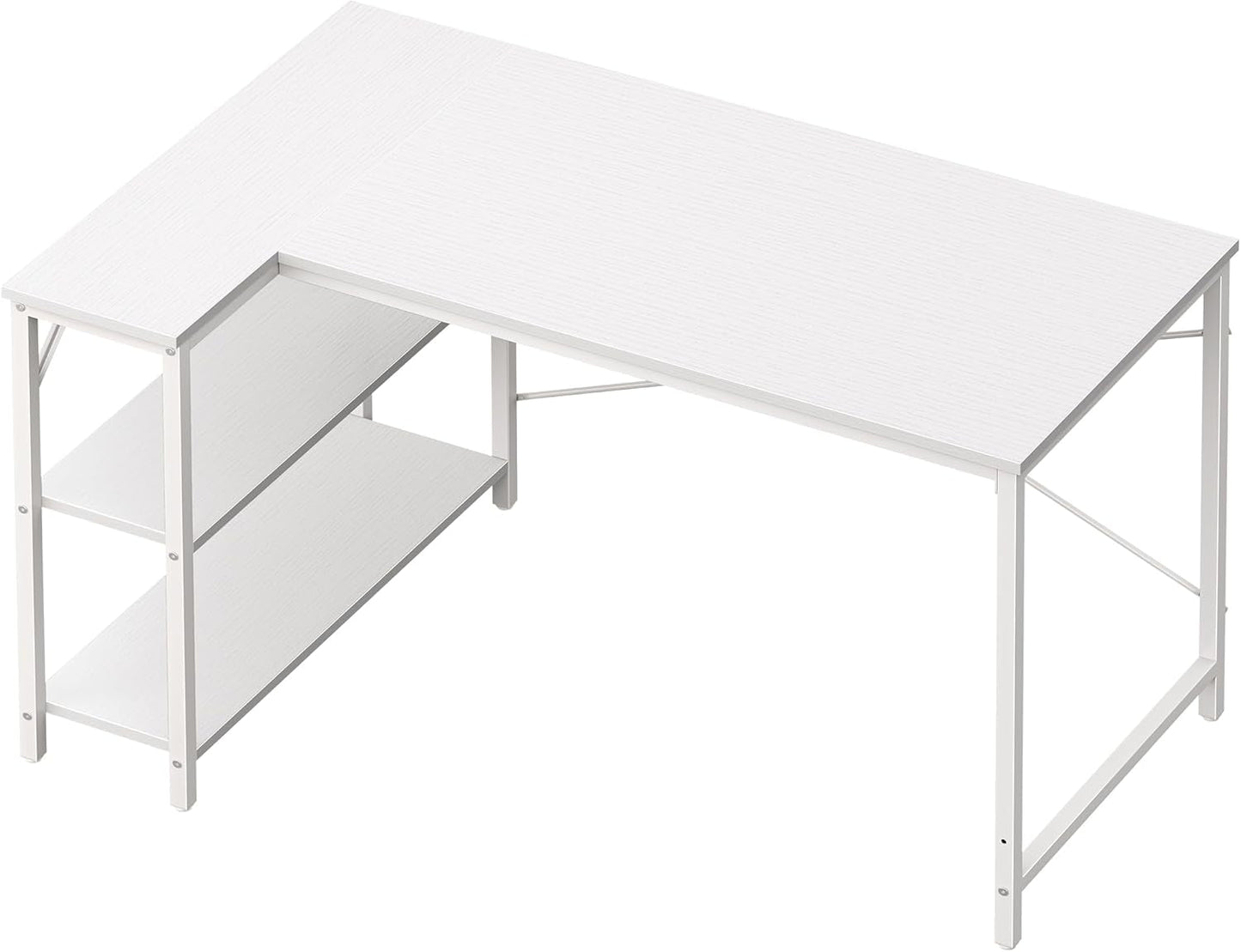 L Shaped Desk, 47 Inches Computer Desk with Reversible Storage Shelves, Gaming Desk.