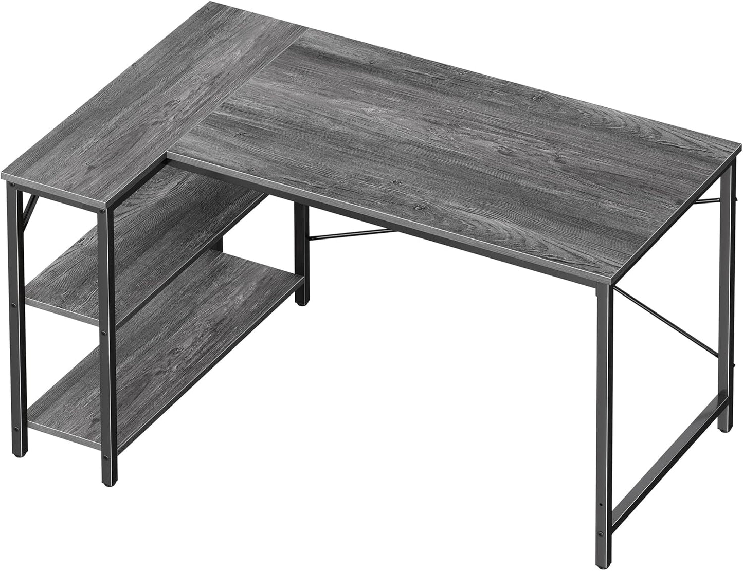 L Shaped Desk, 47 Inches Computer Desk with Reversible Storage Shelves