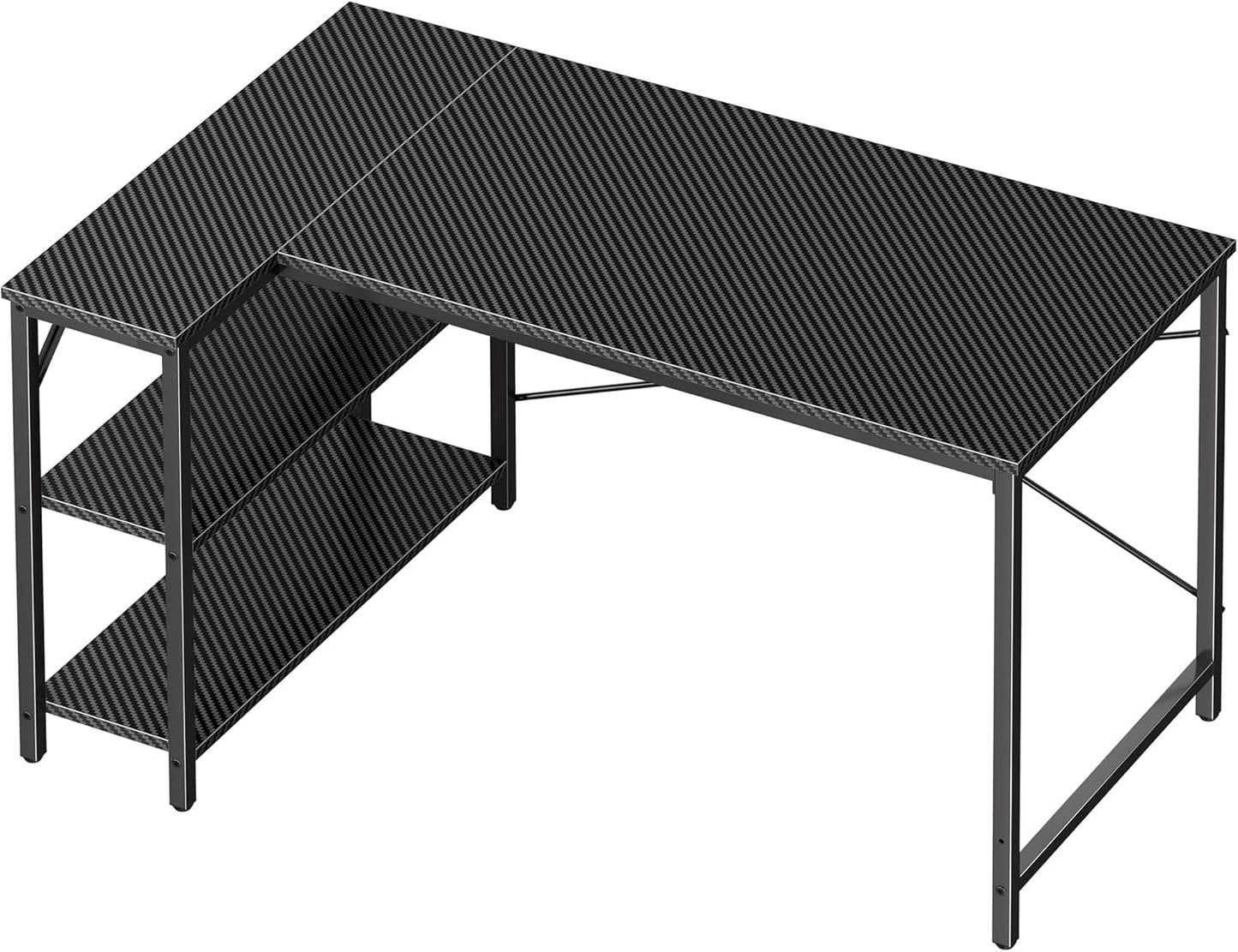 L Shaped Desk, 47 Inches Computer Desk with Reversible Storage Shelves,