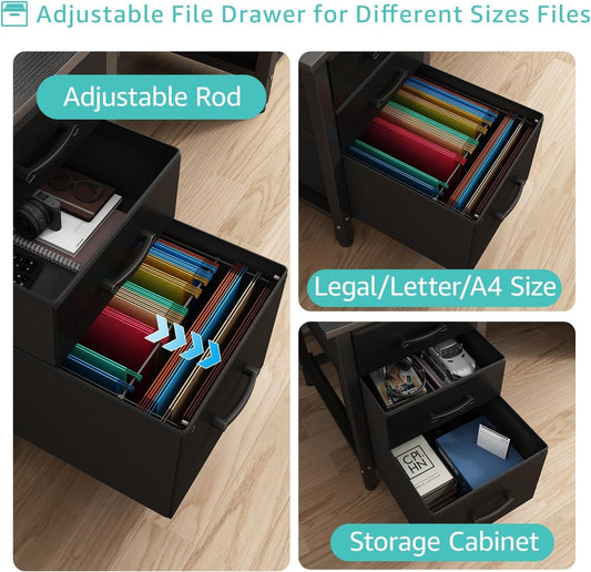 Computer Desk with File Drawers Cabinet, 47 Inch Home Office Desk with Filing Cabinet