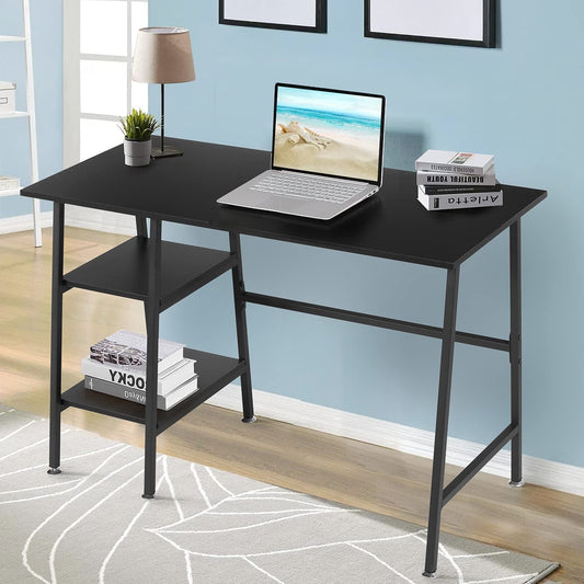 Industrial Style Computer Desk with Storage Shelves-0