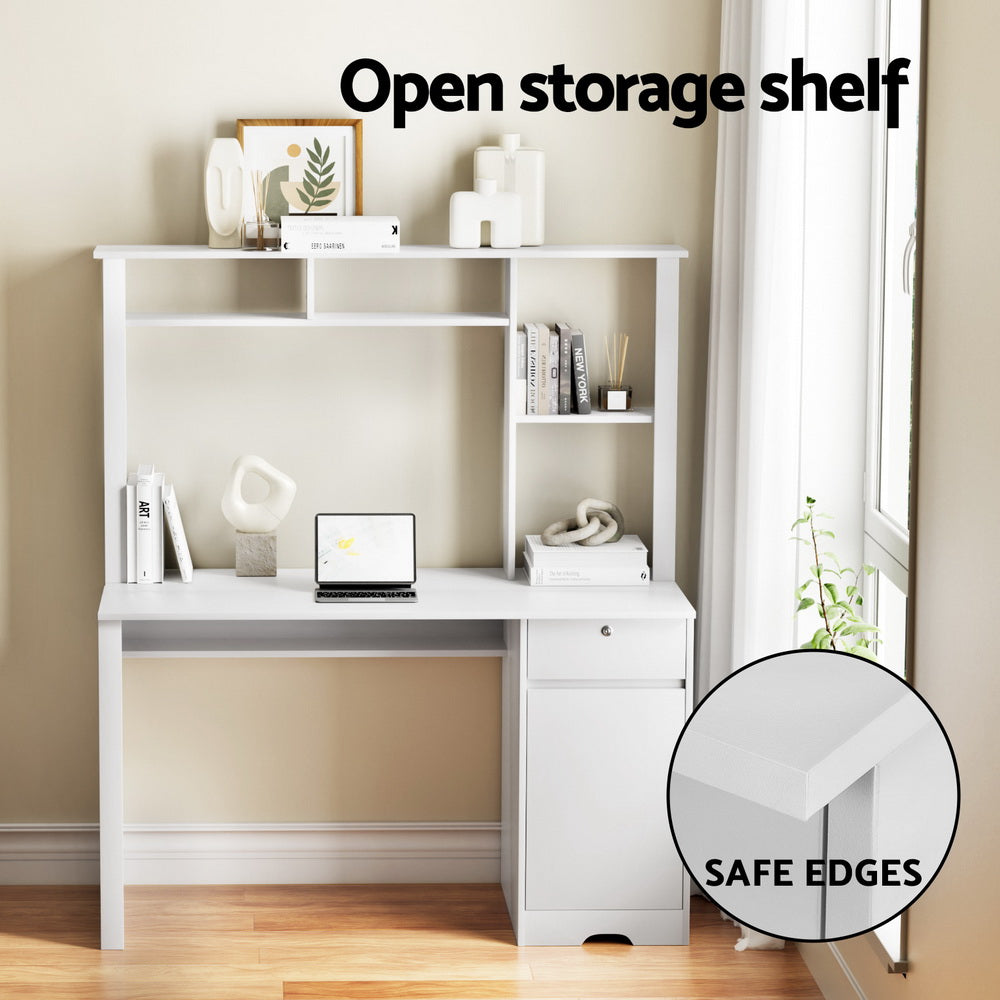 NNEDSZ Artiss Computer Desk Office Study Desks Table Drawer Bookshelf Cabinet-4