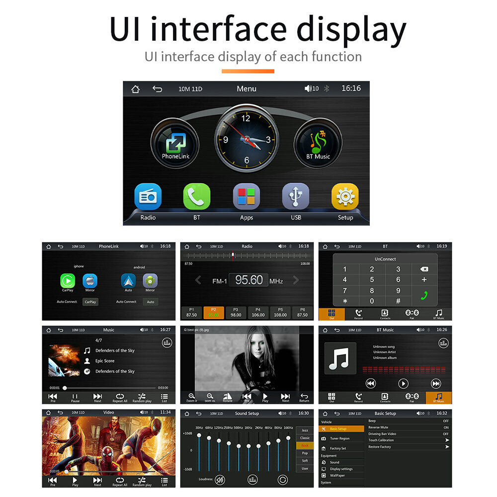 NNEDSZ 7inch PortableWireless Apple CarPlay Android Auto Touch Screen Car Radio Stereo AU-4