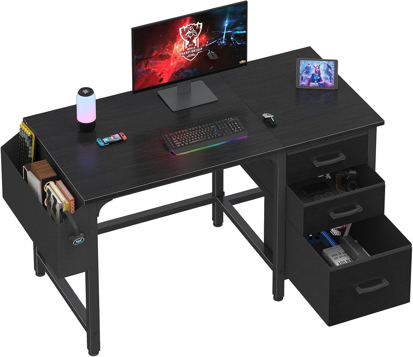 Computer Desk with File Drawers Cabinet, 47 Inch Home Office Desk with Filing Cabinet
